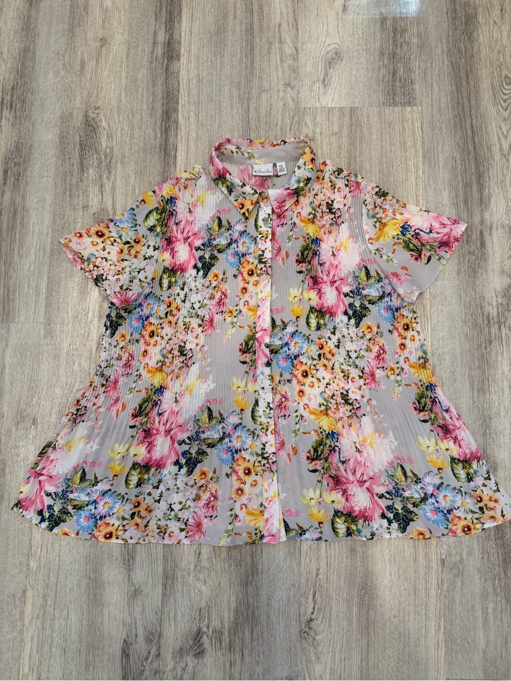 Kim Rogers Petite PXL Floral Pleated Button Up Blouse Cottagecore